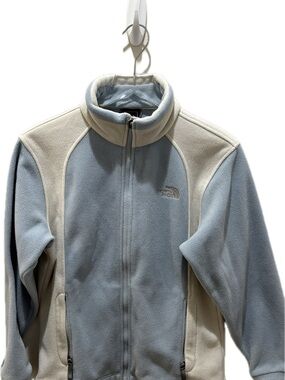The North Face Light Blue & Cream Fleece Bomber Jacket Size Small